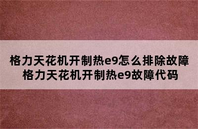 格力天花机开制热e9怎么排除故障 格力天花机开制热e9故障代码